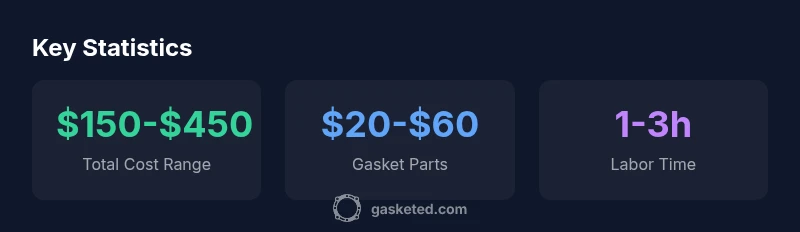 Infographic showing cost breakdown for valve cover gasket replacement