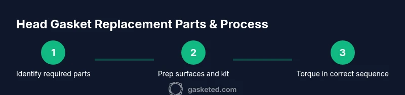 Infographic showing three-step process for head gasket parts replacement