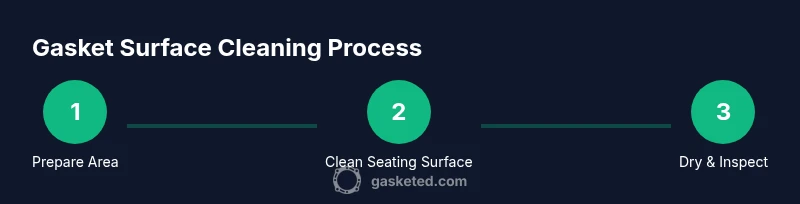 Process diagram showing 3 steps for cleaning gasket surfaces