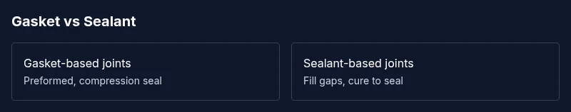 Infographic comparing gasket-based joints and sealant-based joints