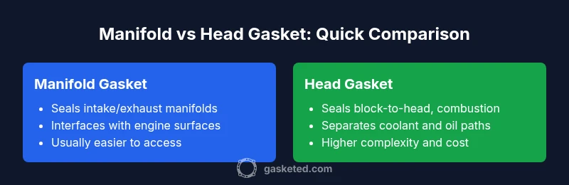 Comparison infographic of manifold gasket vs head gasket