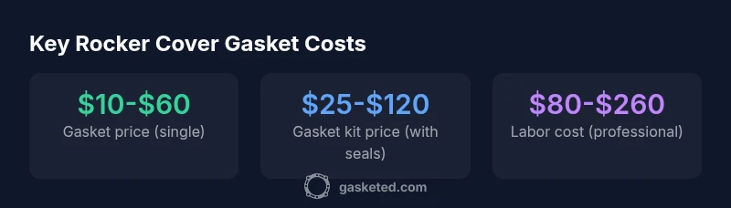 Infographic showing typical rocker cover gasket costs
