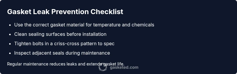Checklist infographic for gasket leak prevention