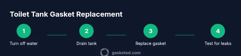 Process diagram showing four steps to replace a toilet tank gasket