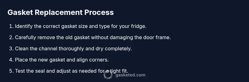 Tailwind-styled infographic showing gasket replacement steps