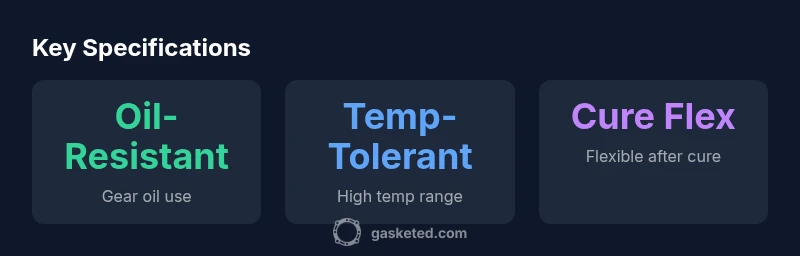 Infographic showing oil resistance, temperature tolerance, cure flexibility