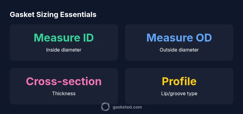 Infographic showing gasket sizing steps and measurements