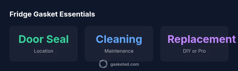 infographic showing fridge gasket location, maintenance, and replacement options