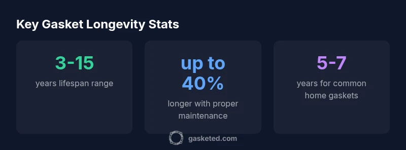 Gasket lifespan infographic with material ranges and maintenance impact