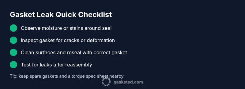 Checklist infographic showing steps to diagnose gasket leaks