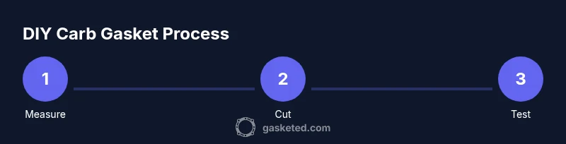 Process diagram showing steps to create a gasket for a carburetor
