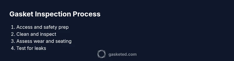 Process infographic showing gasket inspection steps