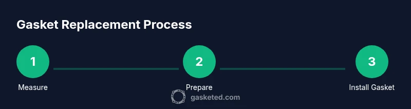 Process diagram showing steps to replace a garage door gasket