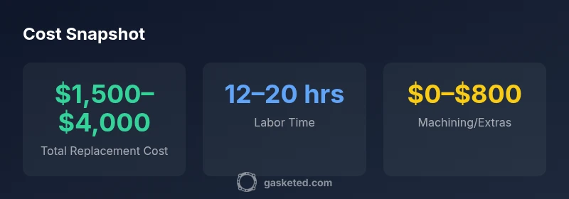 Infographic showing cost components for Subaru head gasket replacement