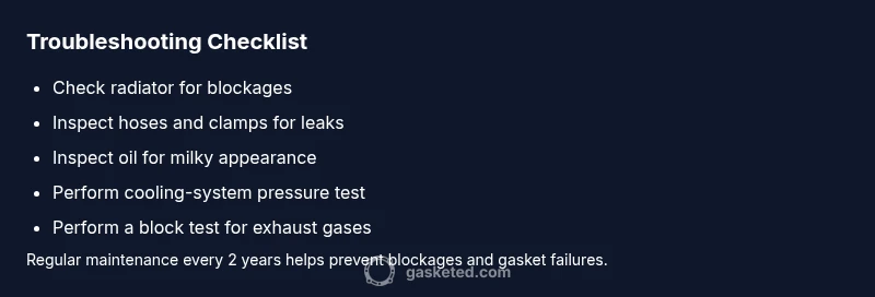 Infographic checklist for diagnosing radiator vs head gasket issues