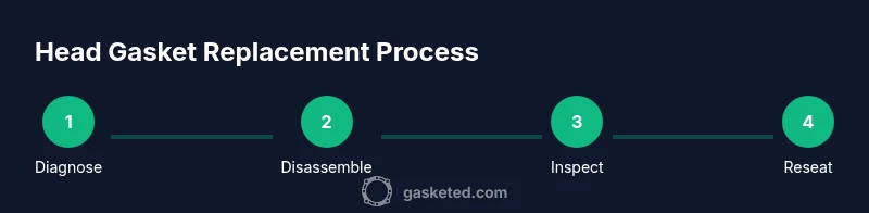 Infographic showing 4-step head gasket replacement process
