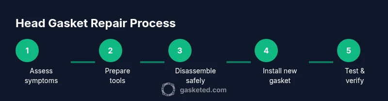 Infographic showing step-by-step head gasket repair process