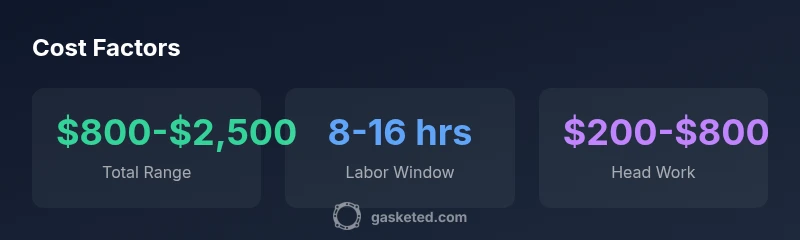 Infographic showing cost factors for Honda Accord head gasket replacement