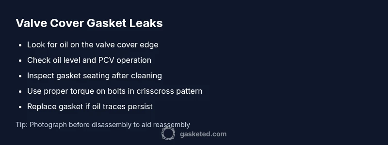 Checklist infographic about valve cover gasket leaks