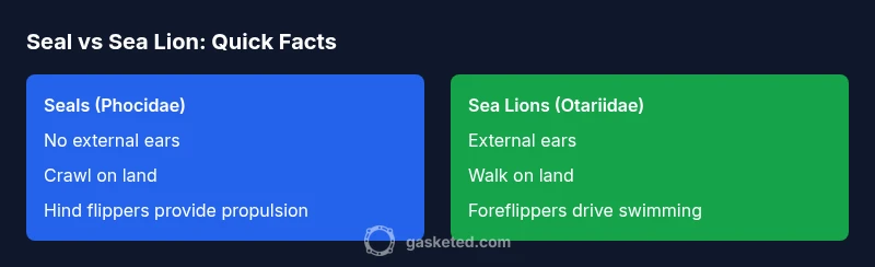Comparison infographic showing differences between seals and sea lions