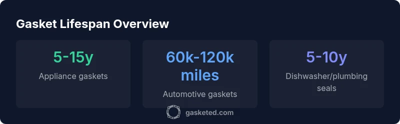Infographic showing gasket lifespans by type
