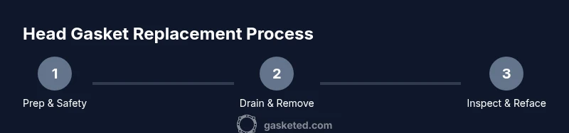 Process diagram showing steps for head gasket replacement