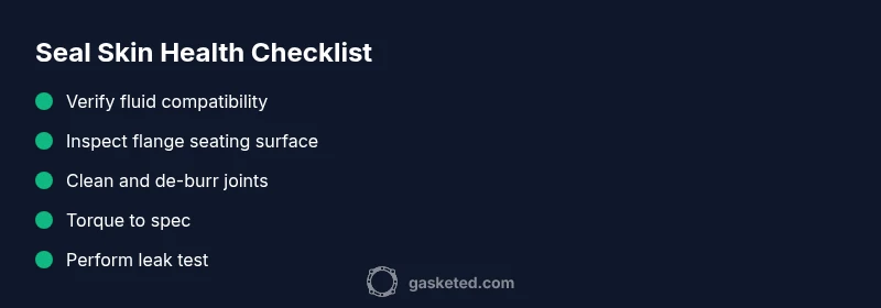 Checklist for diagnosing gasket seal skin health