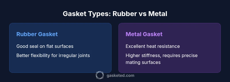 Infographic comparing rubber vs metal gasket types