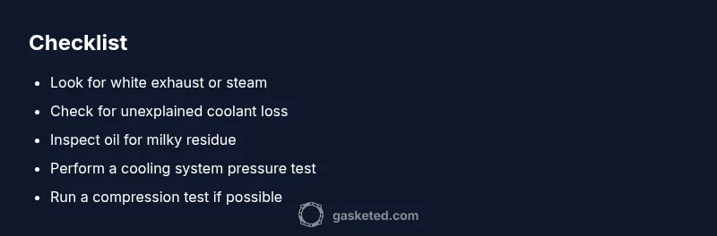 Checklist infographic for head gasket leak signs