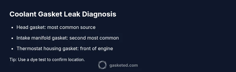Infographic checklist for diagnosing coolant gasket leaks
