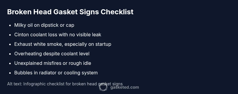 Checklist infographic for broken head gasket signs